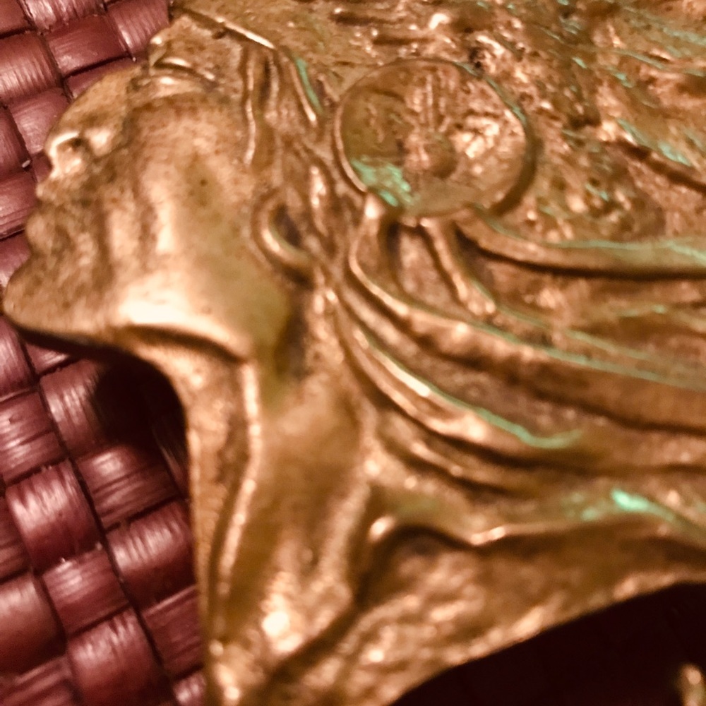 Solid brass Native American belt buckle
